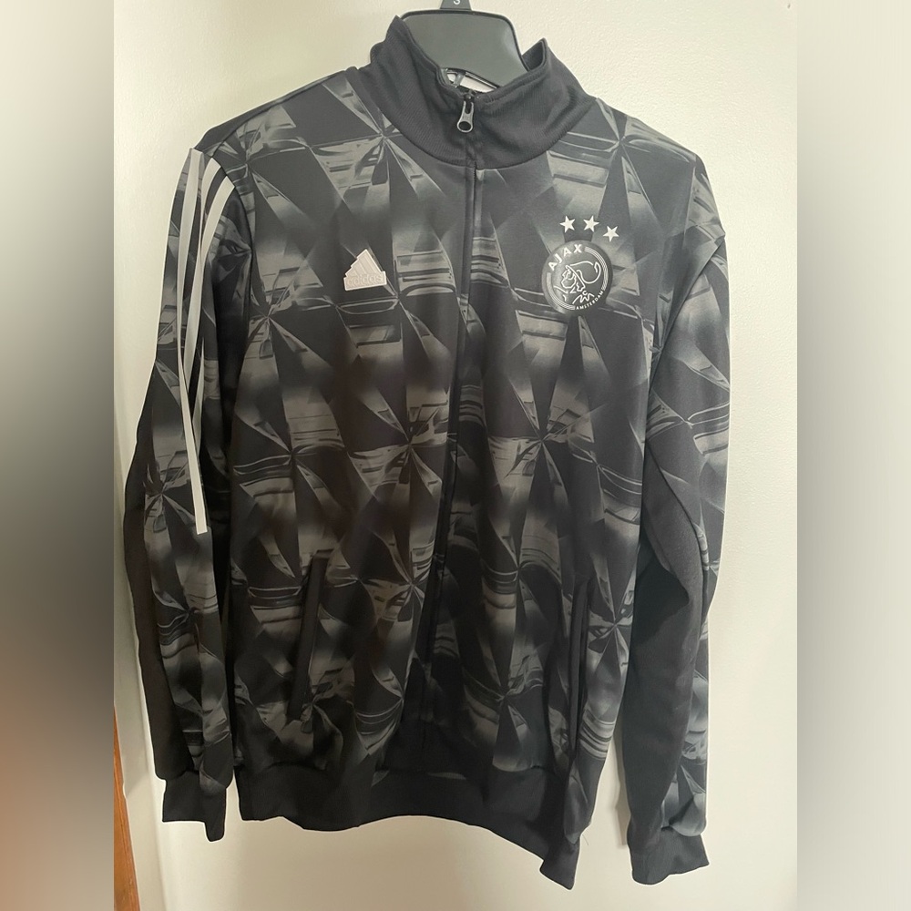 adidas Ajax Amsterdam Black Long Sleeve Track Jacket Soccer Size Large IP6300